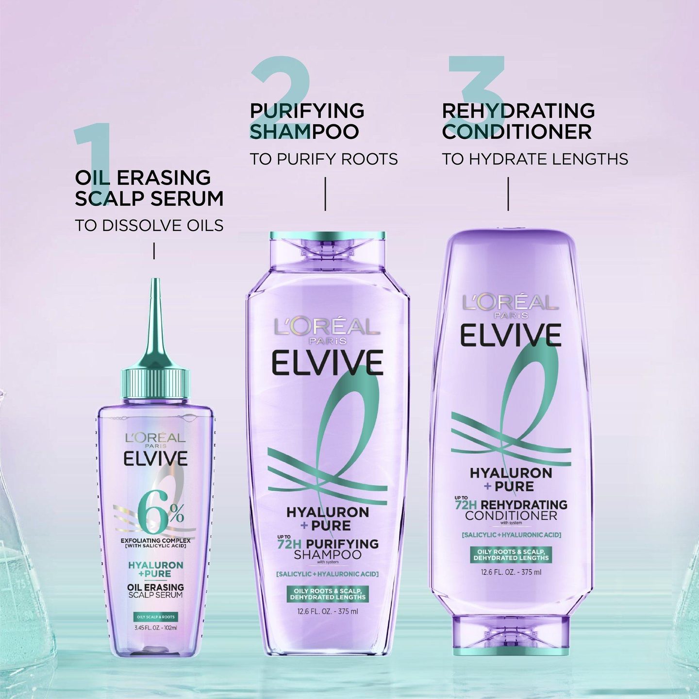 Кондиционер Elvive Hyaluron Pure 72H для восстановления влаги, для жирных волос — фото 6